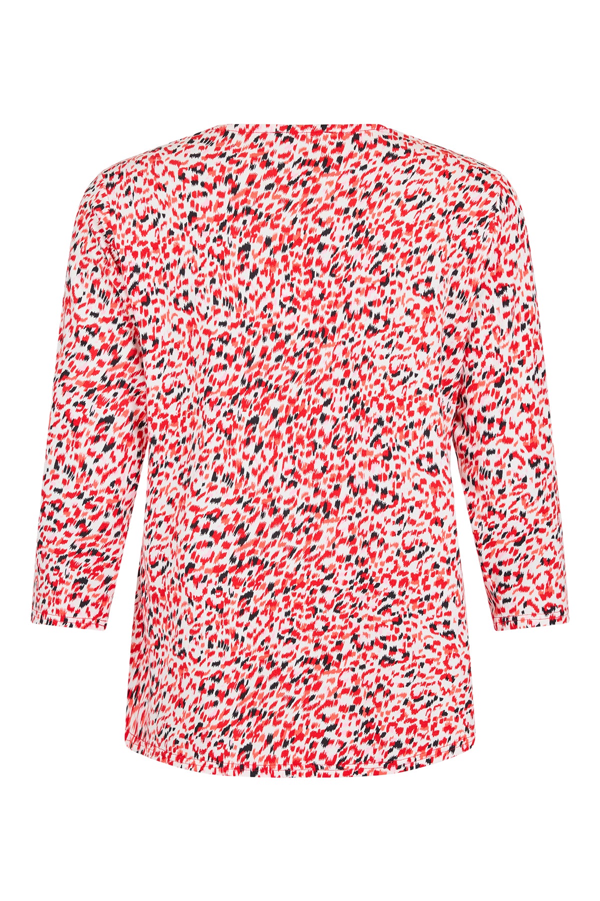 6121/6535 Print 3/4 Slve Elastic Bottom Red