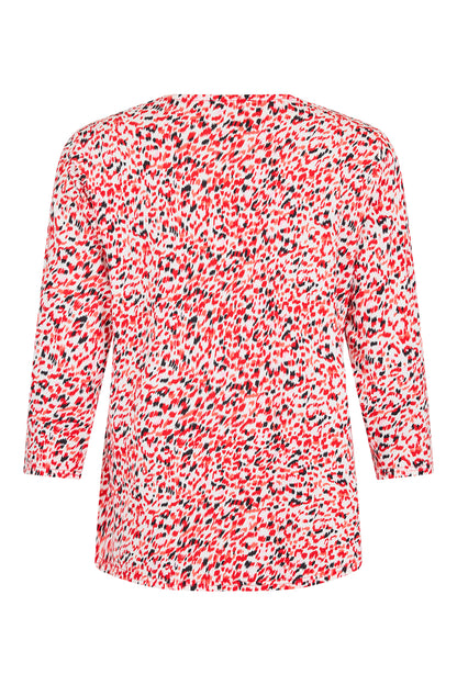 6121/6535 Print 3/4 Slve Elastic Bottom Red