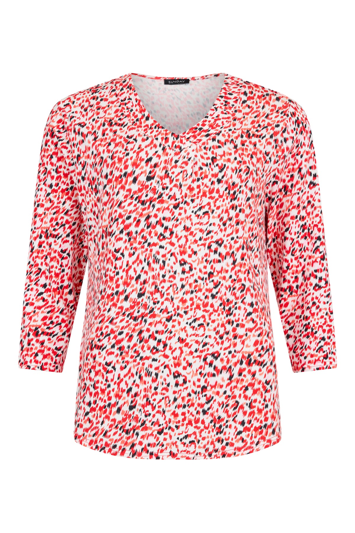 6121/6535 Print 3/4 Slve Elastic Bottom Red