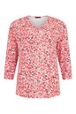 6121/6535 Print 3/4 Slve Elastic Bottom Red