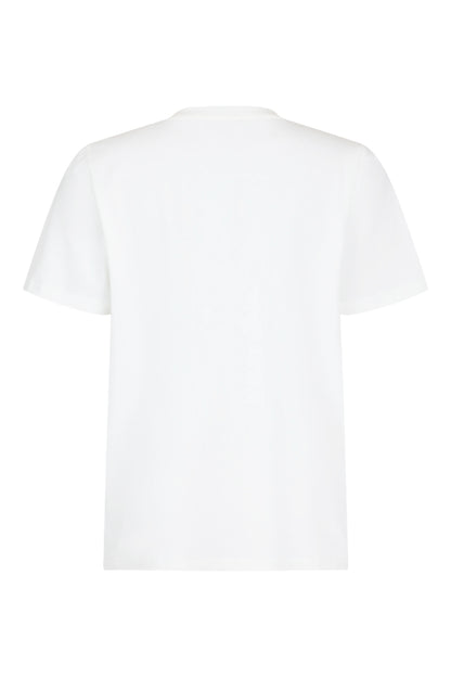 6128/6734 S/S O-NECK LEAF MOTIF T-SHIRT White/Blue