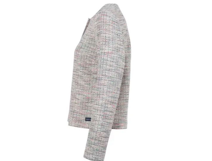 6130-505734 Tweed Short O-Neck Blazer Pink