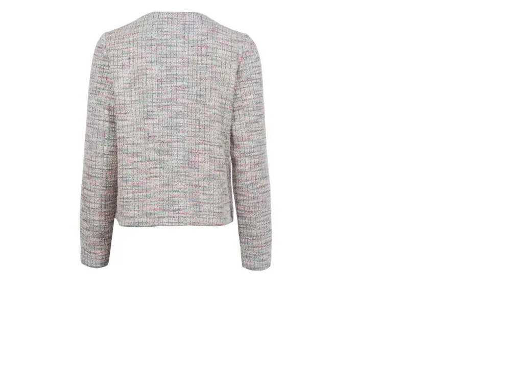 6130-505734 Tweed Short O-Neck Blazer Pink