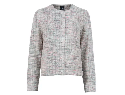 6130-505734 Tweed Short O-Neck Blazer Pink