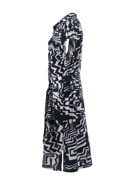6190-505634 Cotton Print Roll Slve Belt Navy/White