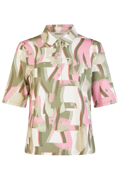 62030062 S/S Printed Polo Shirt Pink/Khaki