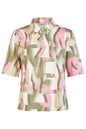 62030062 S/S Printed Polo Shirt Pink/Khaki