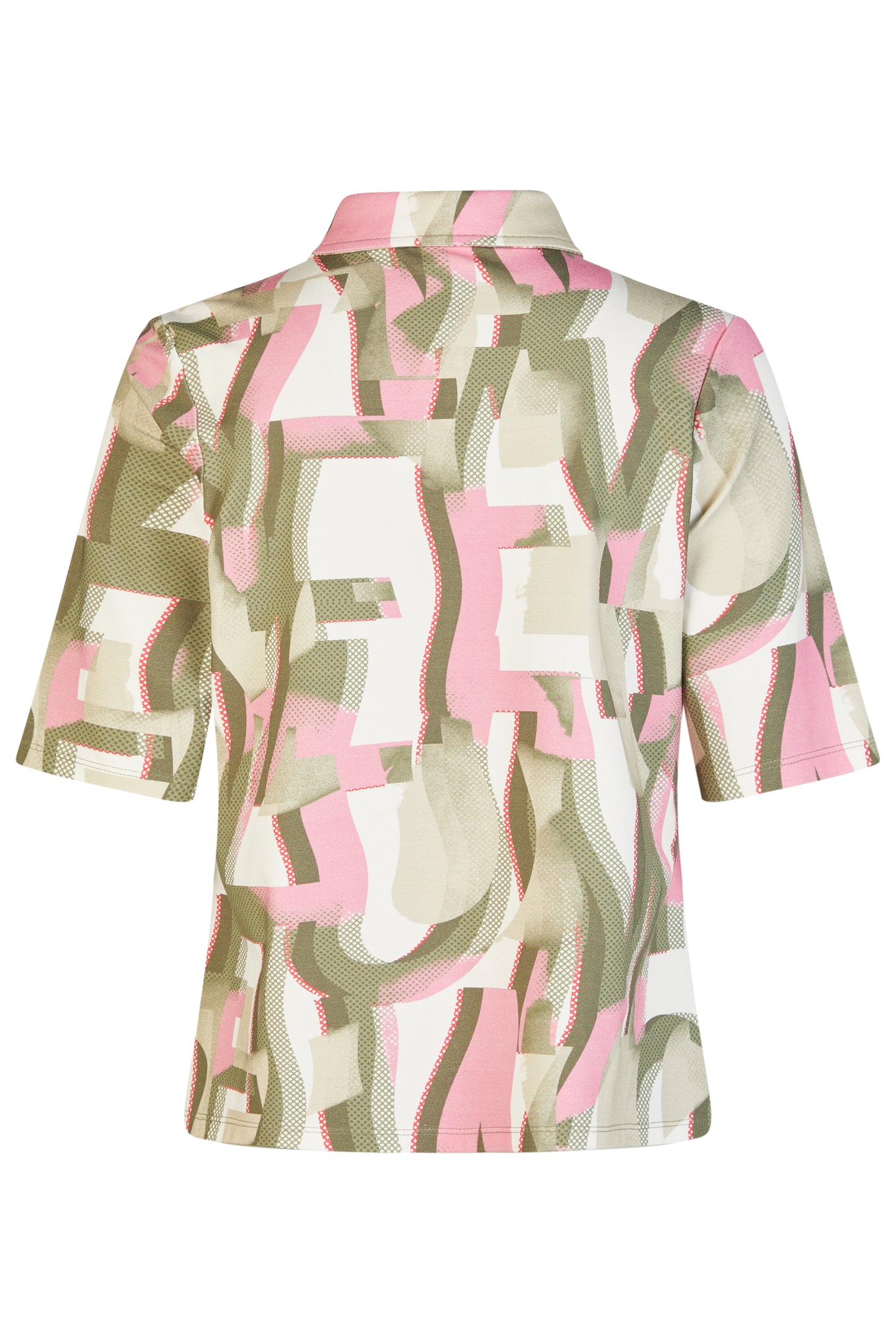 62030062 S/S Printed Polo Shirt Pink/Khaki