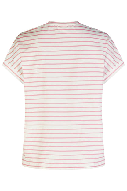 62060062 Print Front/Stripe Back Cap Slve Draw Bottom Top Pink/Khaki