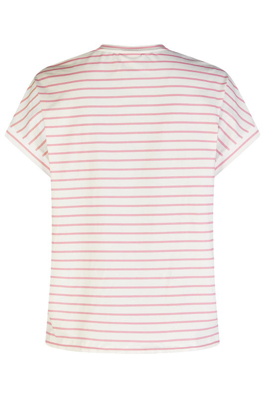 62060062 Print Front/Stripe Back Cap Slve Draw Bottom Top Pink/Khaki