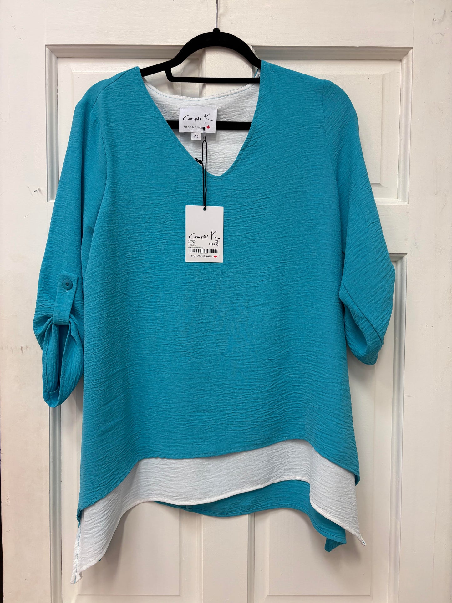 6211.43 layered l/sl woven top Turquoise