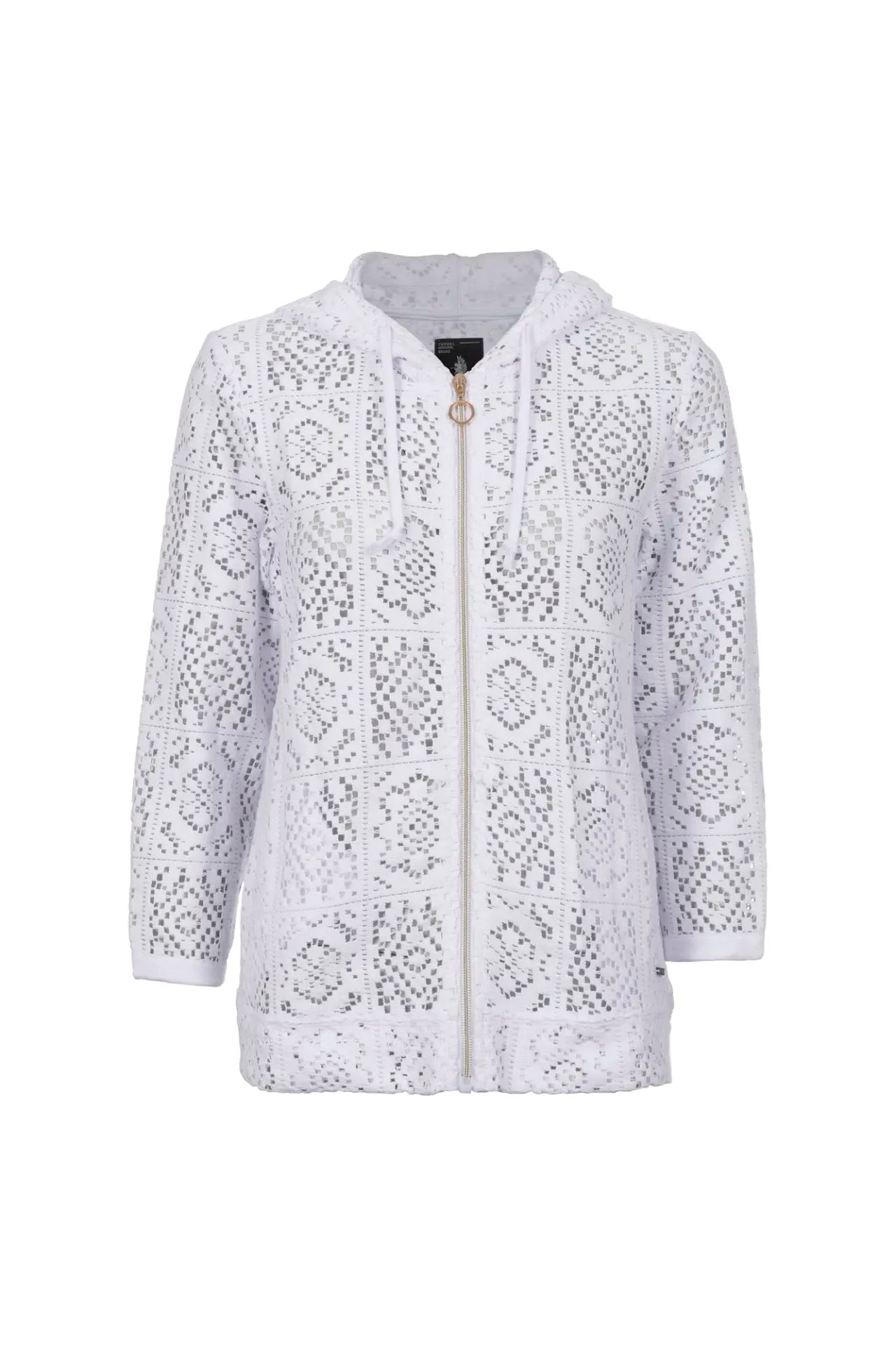 6220-505975 ZIP UP LACE HOODIE White