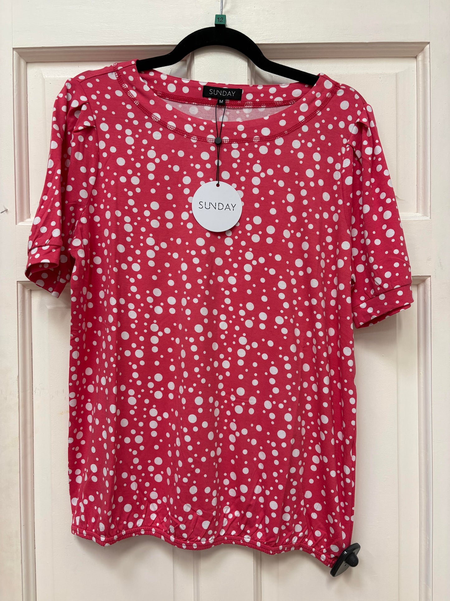 6235/6558 Polka Dot Top Elastic Hem Coral