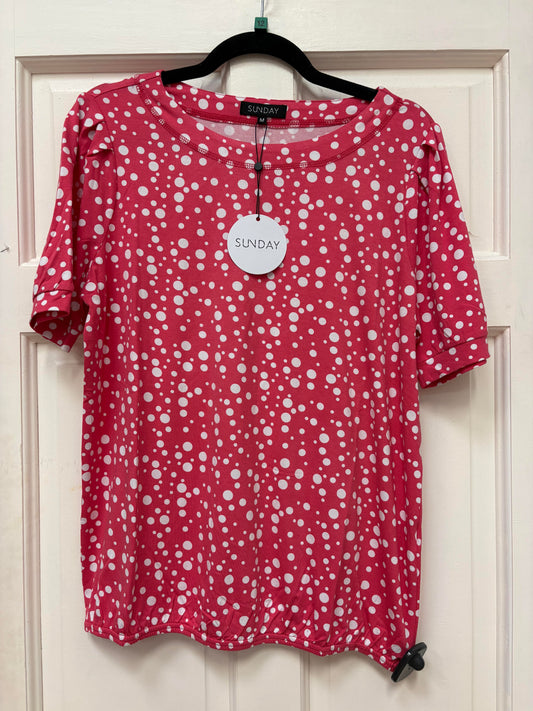 6235/6558 Polka Dot Top Elastic Hem Coral