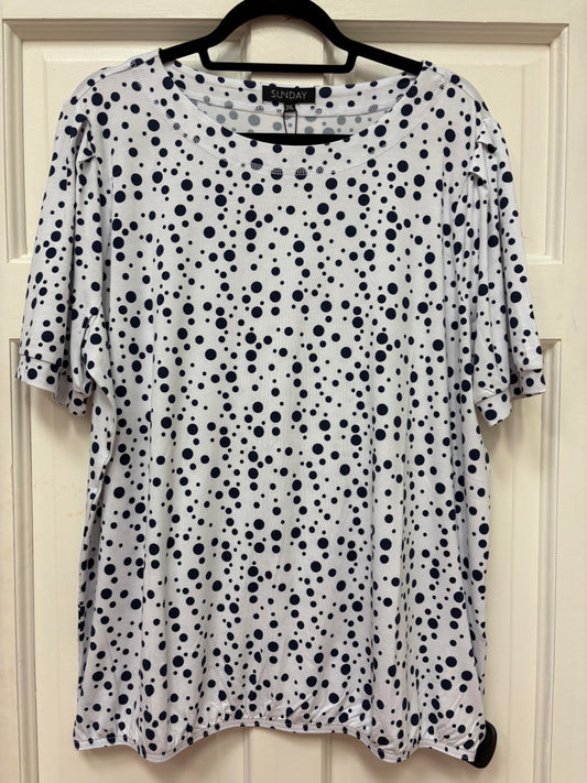 6235/6558 Polka Dot Top Elastic Hem White