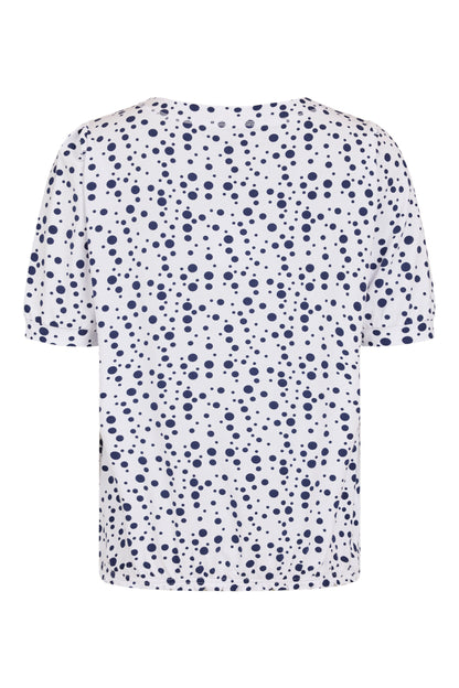 6235/6558 Polka Dot Top Elastic Hem Black