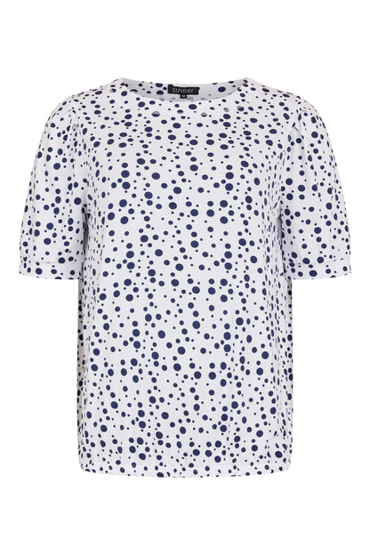 6235/6558 Polka Dot Top Elastic Hem Black