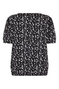 6235/6558 Polka Dot Top Elastic Hem Black