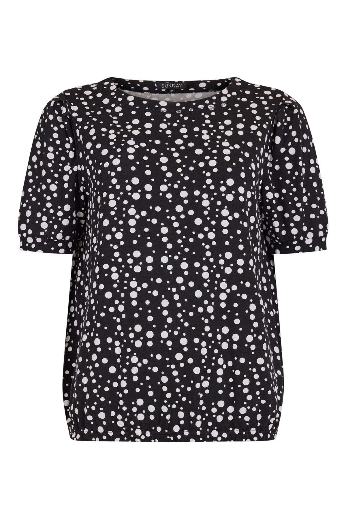 6235/6558 Polka Dot Top Elastic Hem Black