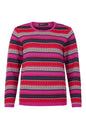 6261/6201 Stripe O-Neck Jumper Fushia
