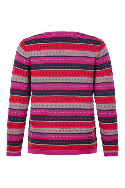 6261/6201 Stripe O-Neck Jumper Fushia