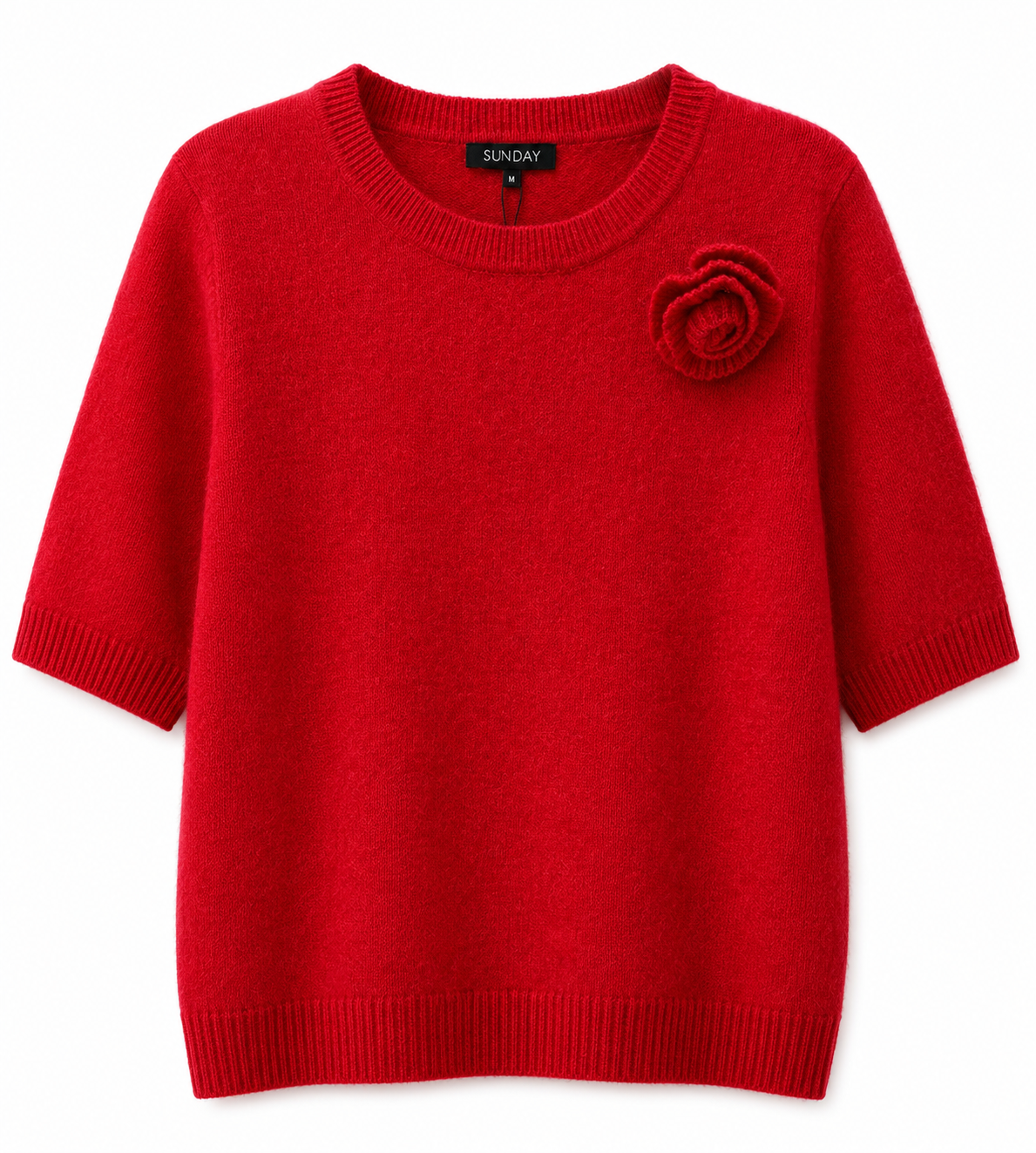 6324-6582 short sleeve knit o-nck Red