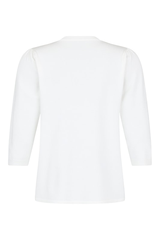 6326-6030 o-nck pearl detail 3/4 sleeve jumper Cream