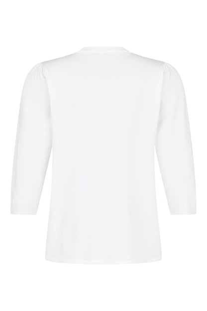 6326-6030 o-nck pearl detail 3/4 sleeve jumper Cream
