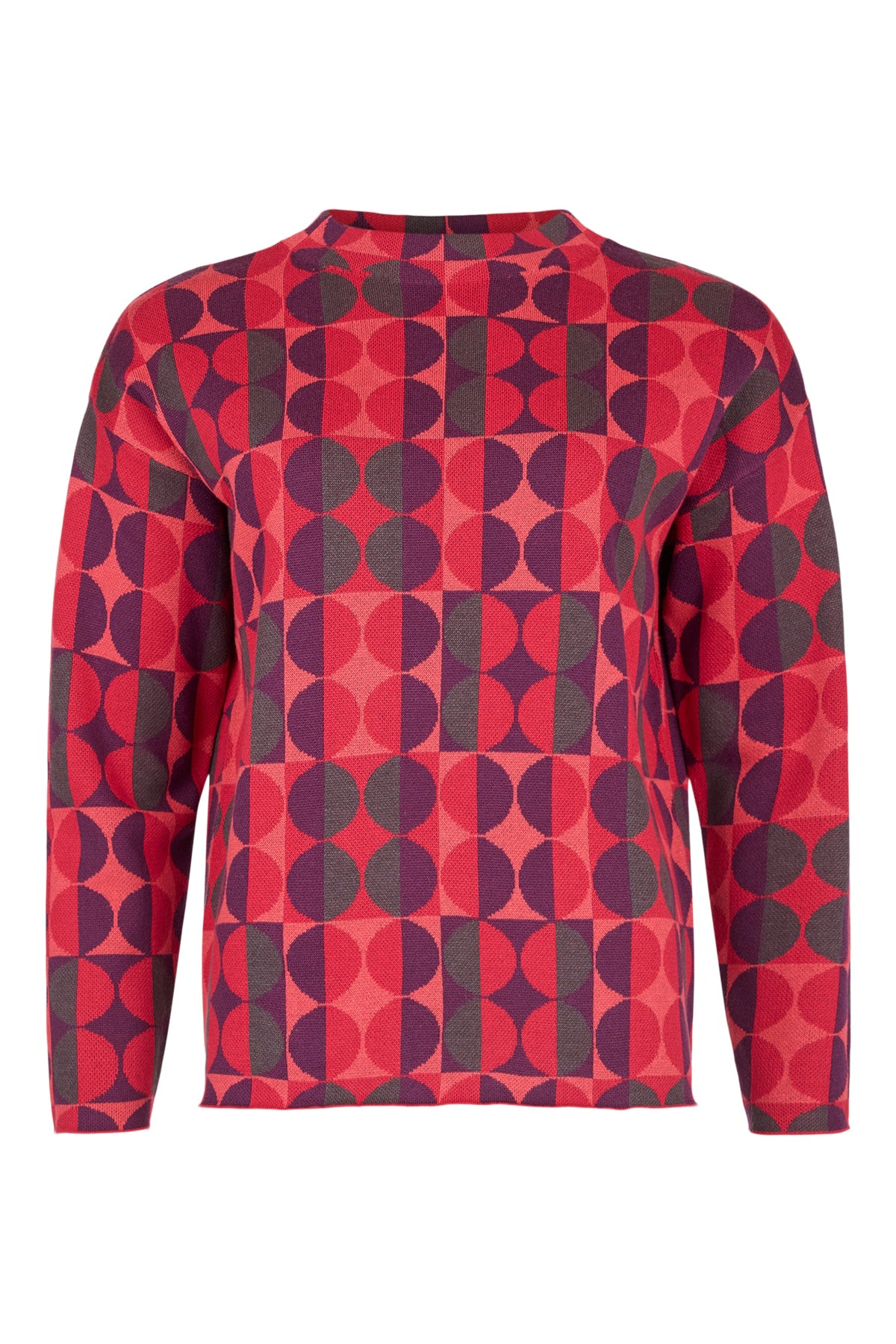 6342/6596 CIRCLE DESIGN TURTLENECK JUMPER Red