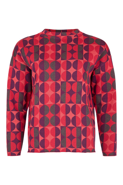 6342/6596 CIRCLE DESIGN TURTLENECK JUMPER Red