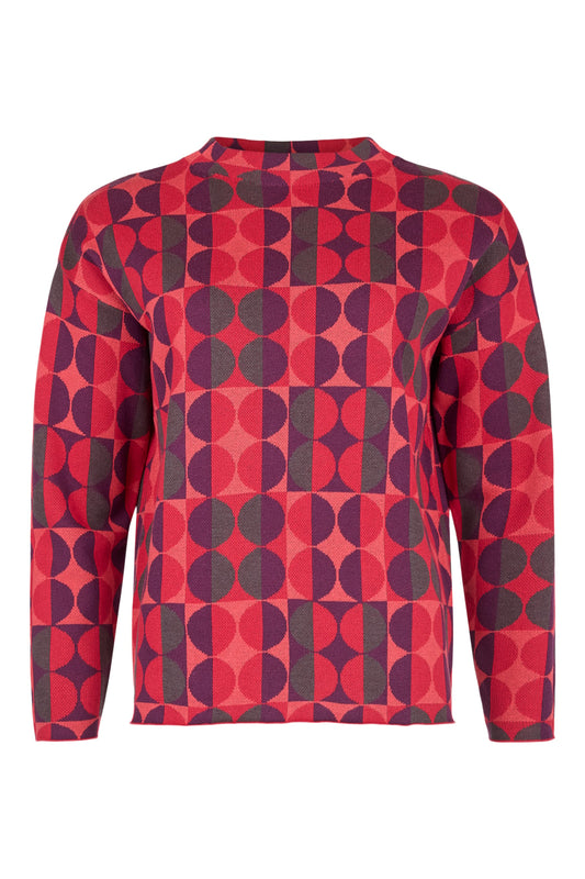 6342/6596 CIRCLE DESIGN TURTLENECK JUMPER Red