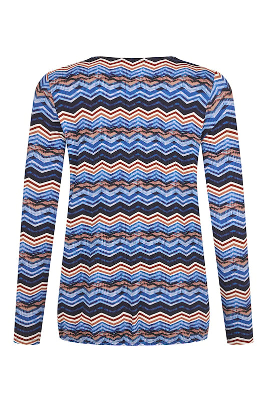 6355-6602 v nck with navy trim stripe top Blue