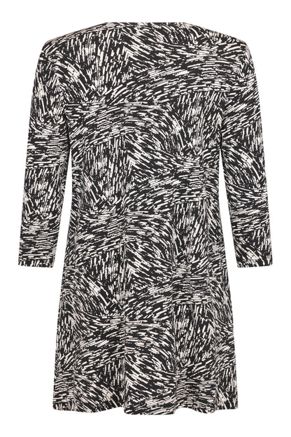 6409/6627 PRINT POCKET TUNIC TOP Black