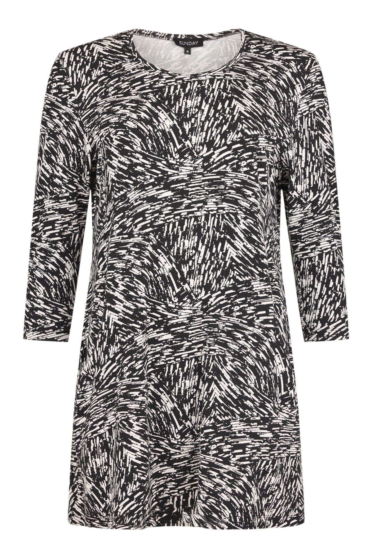6409/6627 PRINT POCKET TUNIC TOP Black