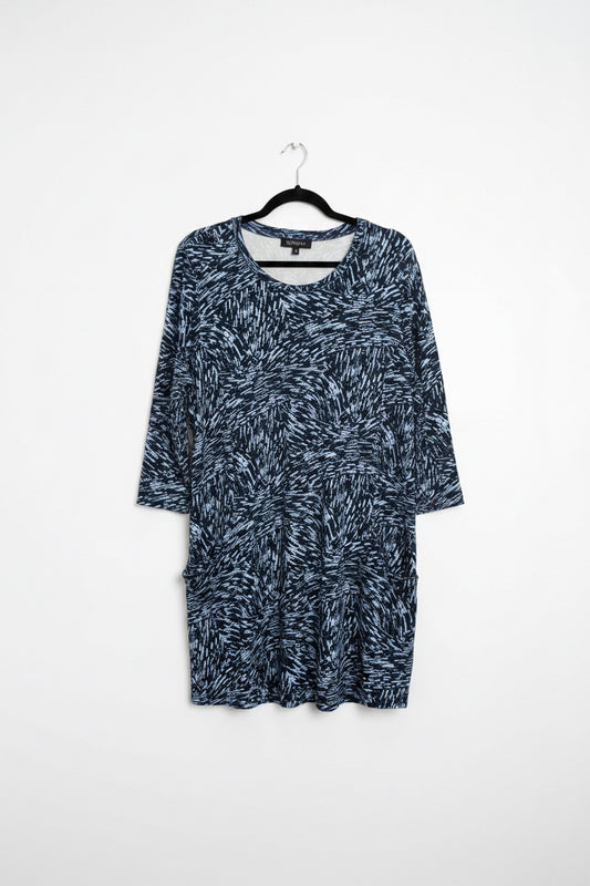 6409/6627 PRINT POCKET TUNIC TOP Navy