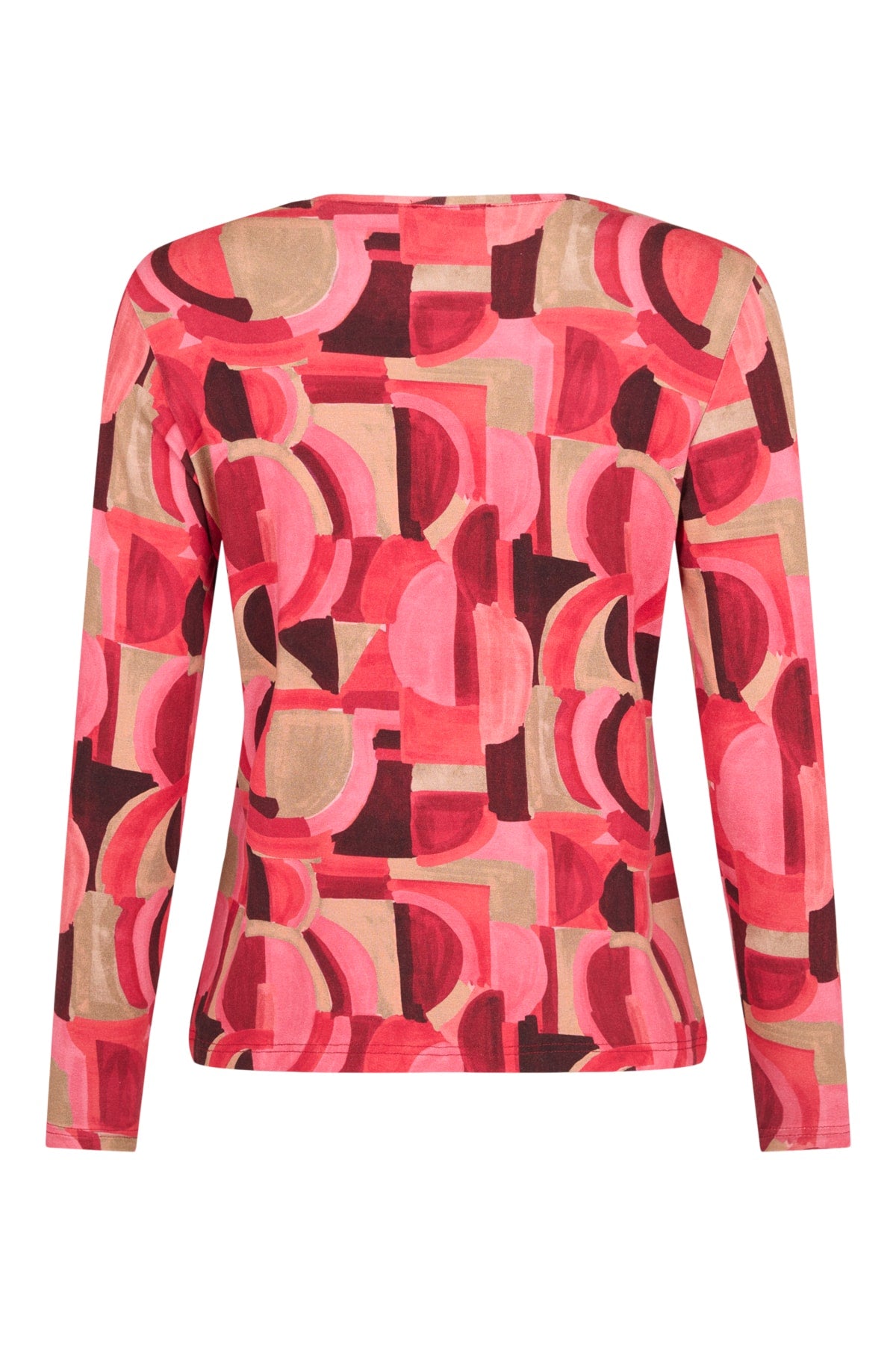 6427/6626 V-NECK PRINTED LONG SLEEVE TOP Red/Pink