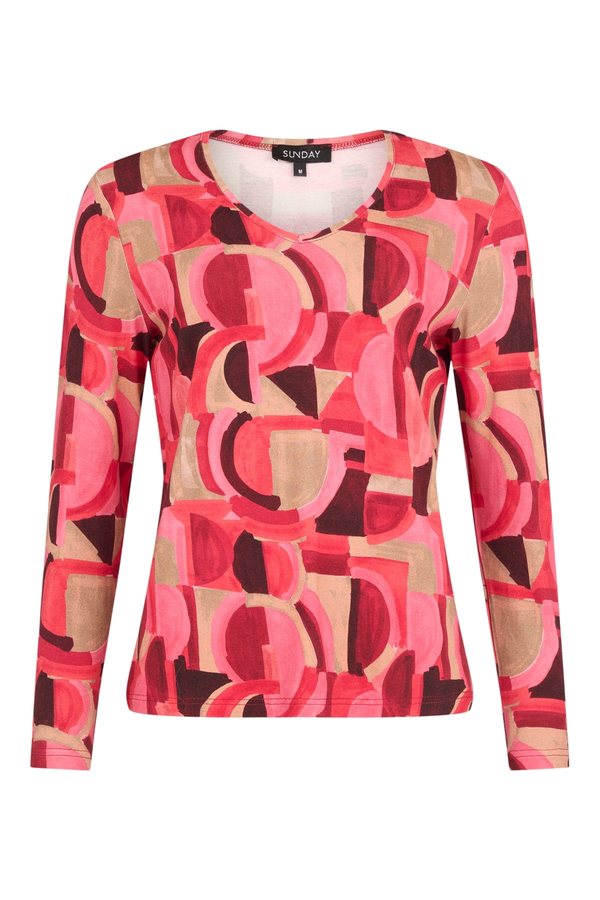 6427/6626 V-NECK PRINTED LONG SLEEVE TOP Red/Pink