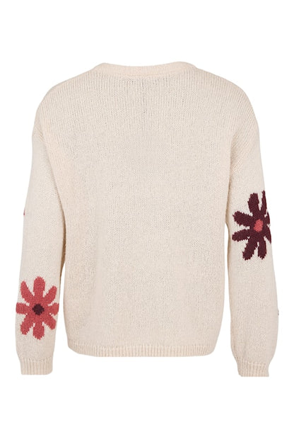 6454/6661 FLOWER PRINT O-NECK JUMPER Navy