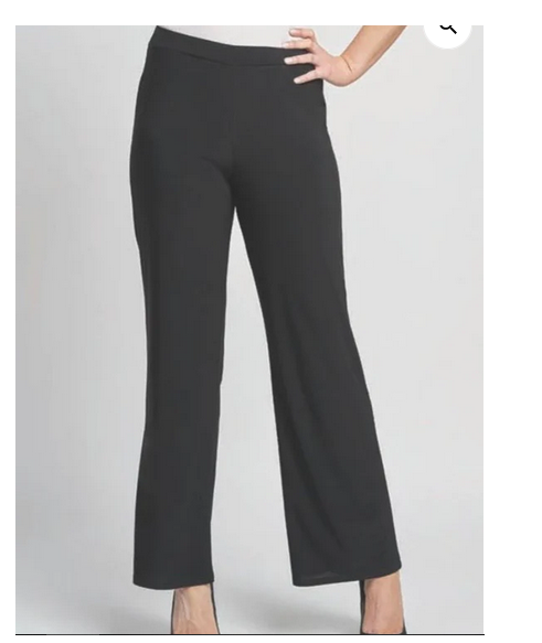 645T Stretchy Wide Leg Pull Up Trousers Black