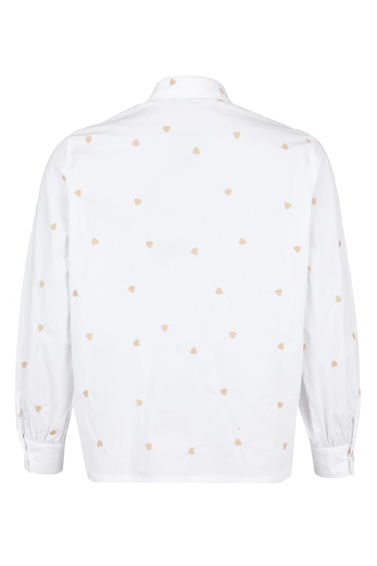 6509/6657 HEART EMBORIDERY COTTON SHIRT White/Beige