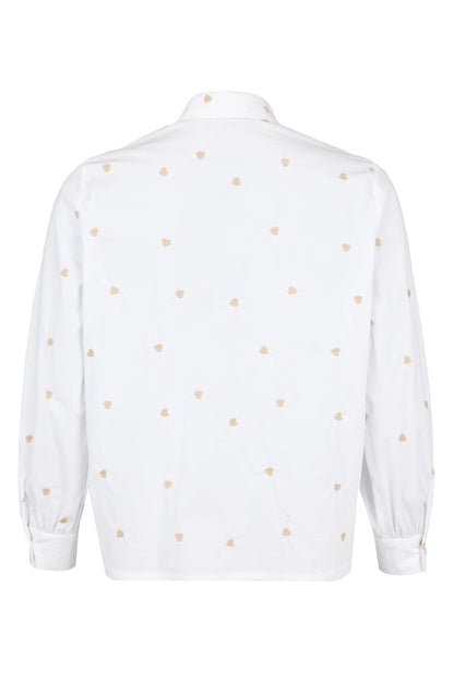 6509/6657 HEART EMBORIDERY COTTON SHIRT White/Beige