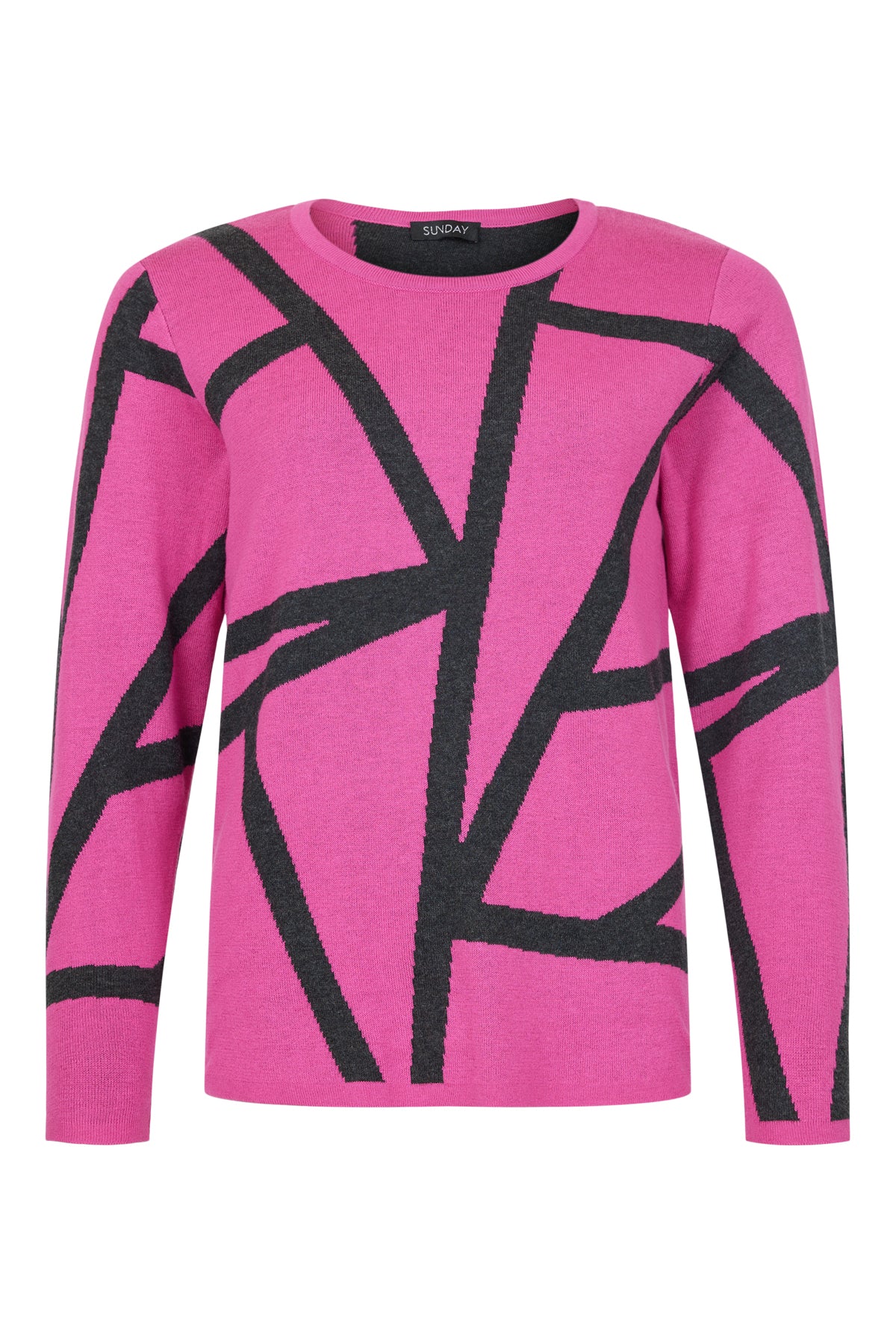 6627-6329 O Nck Casual Jumper Grey Print Pink/Grey