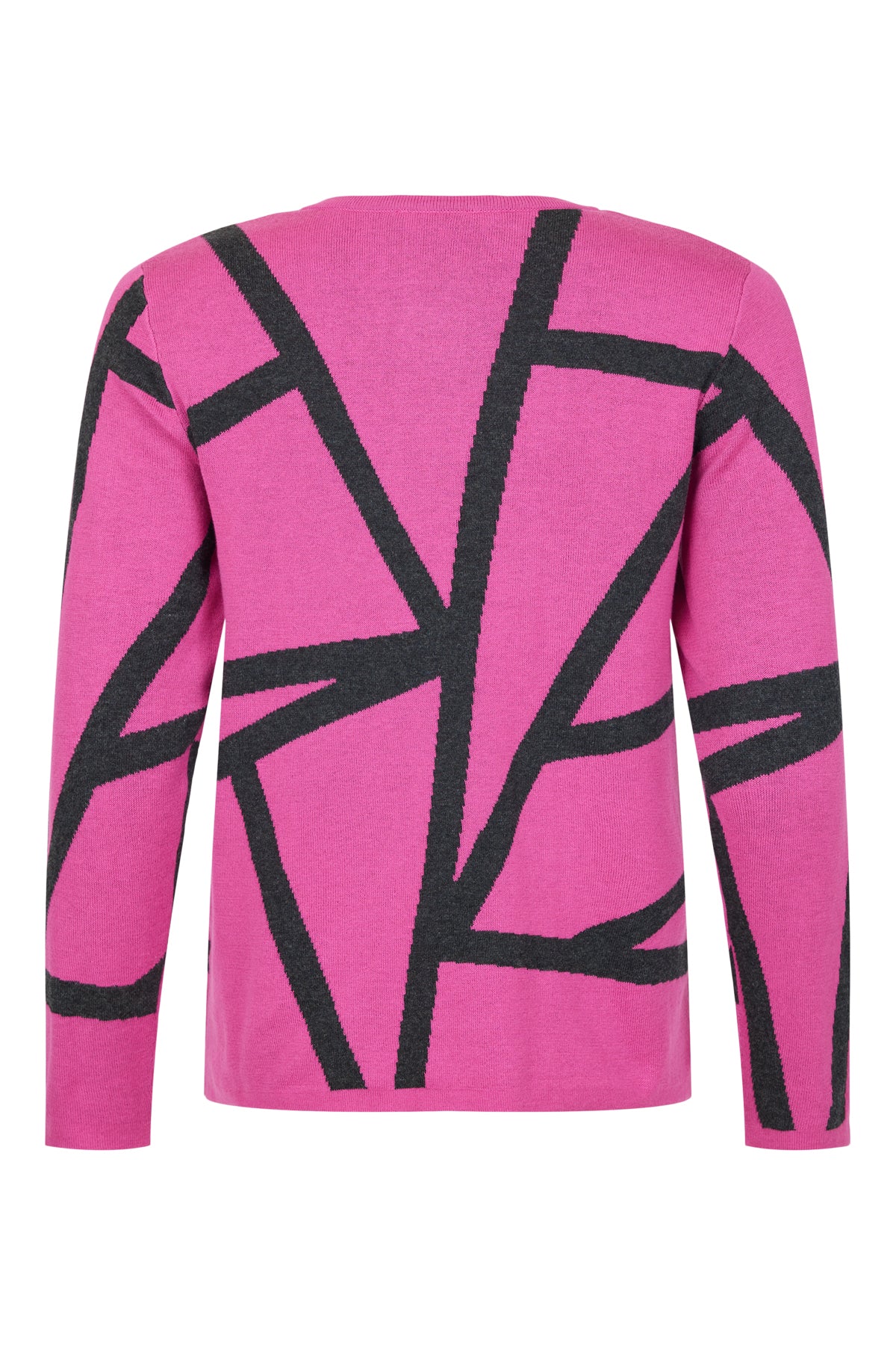 6627-6329 O Nck Casual Jumper Grey Print Pink/Grey