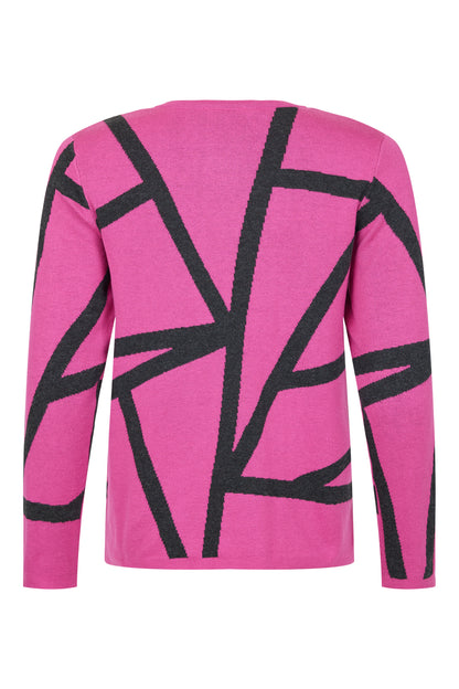 6627-6329 O Nck Casual Jumper Grey Print Pink/Grey