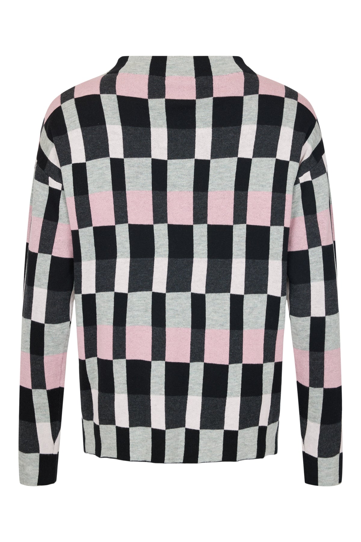 6636/6331 Square Print Boxy Jumper Pink/Black