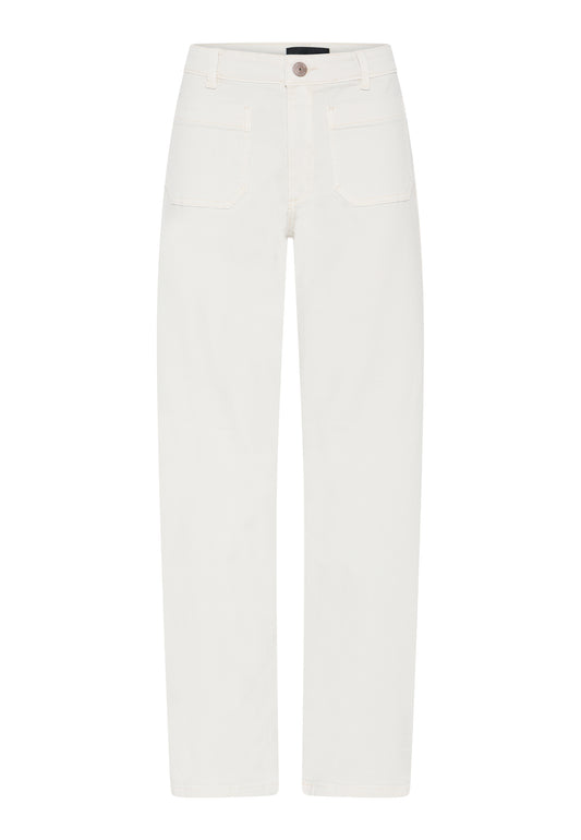 6648 Patch Pocket 7/8 Lgt Wide Leg Jean Beige
