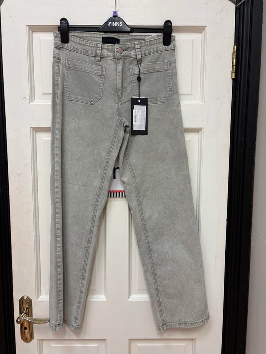 6648 Patch Pocket 7/8 Lgt Wide Leg Jean Green