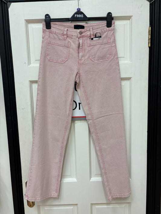 6648 Patch Pocket 7/8 Lgt Wide Leg Jean Pink