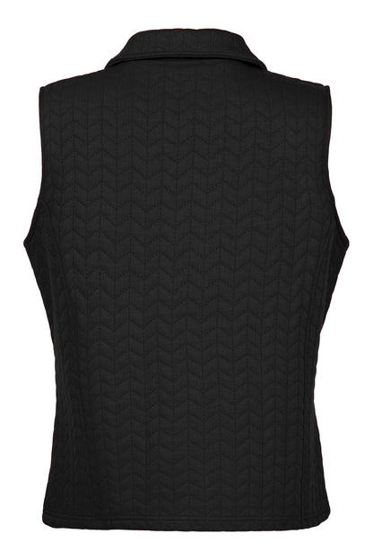 6648-6335 Zip Up Gilet Pocket Detail Black