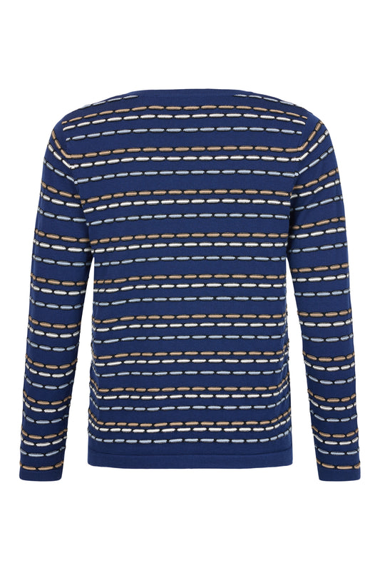 6656/6346 Dot Dash Design O-Neck Jumper Navy